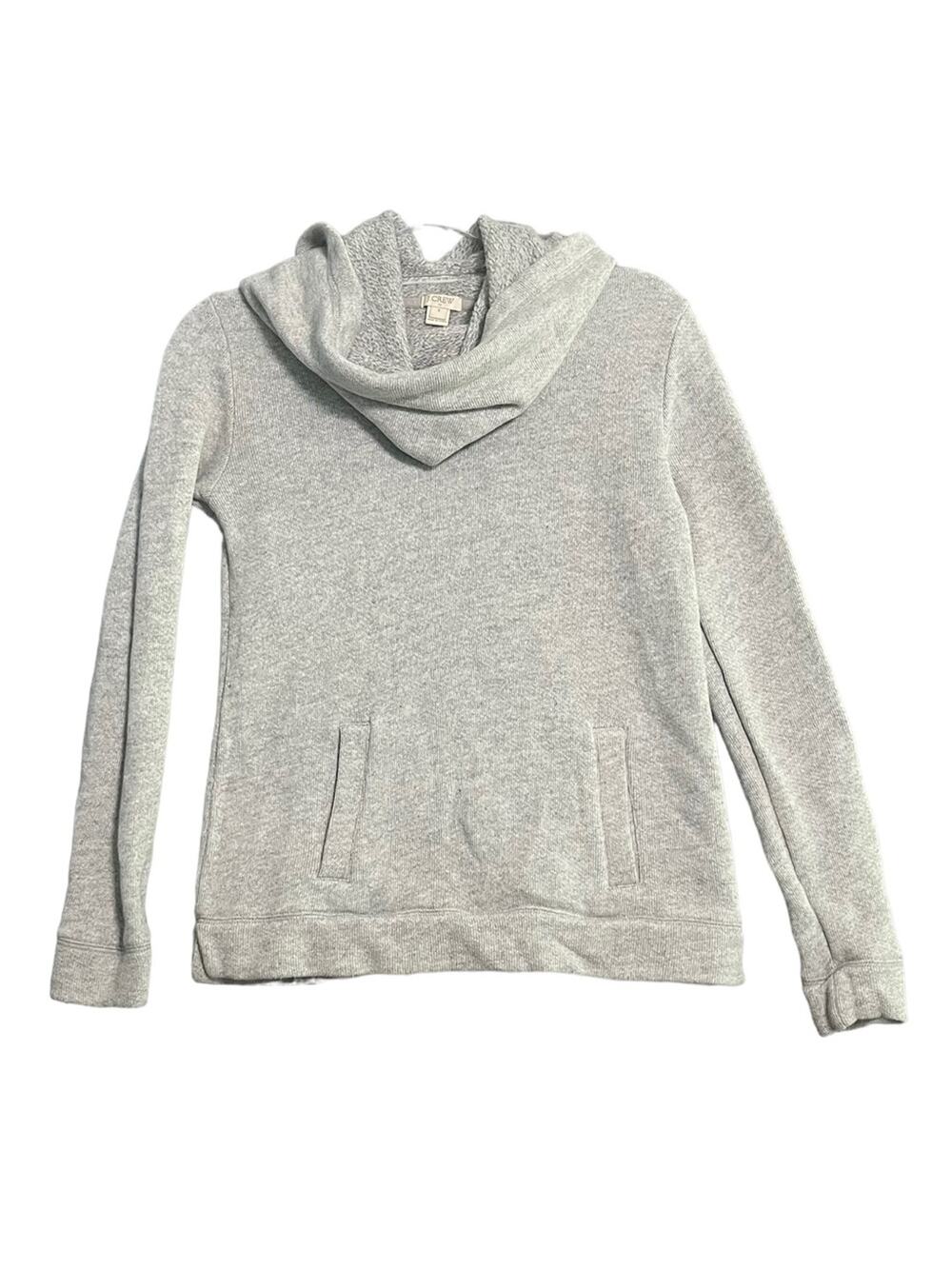 J. Crew Funnelneck Sweatshirt Womens Size Small Gray Front Pockets Simple Casual
